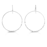Sterling Silver Large Circle Mirror Chain Dangle Earring